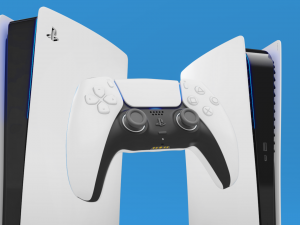 sony playstation 5 with contoller low-poly Model 3D