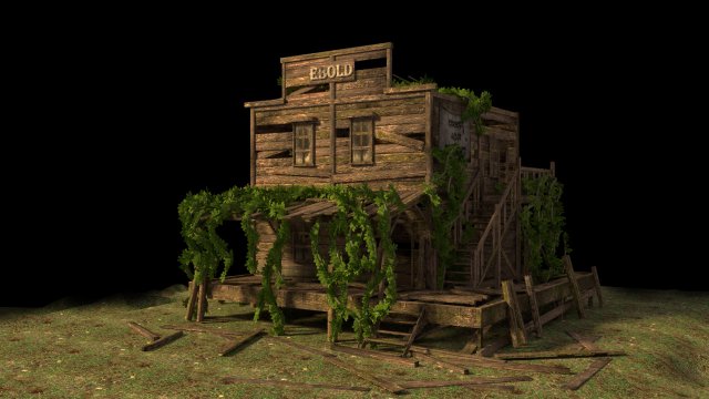 old abandoned wild west building 3D Modell .c4d .max .obj .3ds .fbx .stl .blend 