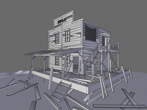 old abandoned wild west building 3D Modell