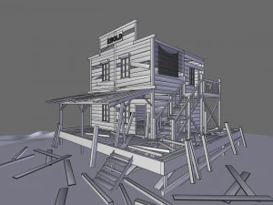 old abandoned wild west building 3D Model