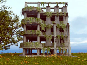 old abandoned damaged building 3D Model