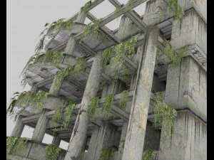 antigo edif&iacute;cio danificado abandonado Modelo 3D