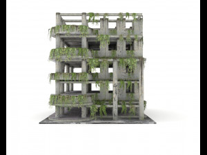 old abandoned damaged building 3D मॉडल