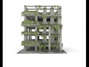 antigo edif&iacute;cio danificado abandonado Modelo 3D