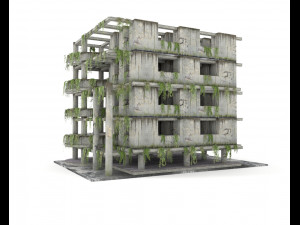 old abandoned damaged building 3D मॉडल