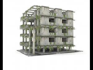 antigo edif&iacute;cio danificado abandonado Modelo 3D