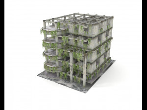 old abandoned damaged building 3D मॉडल