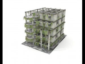 antigo edif&iacute;cio danificado abandonado Modelo 3D