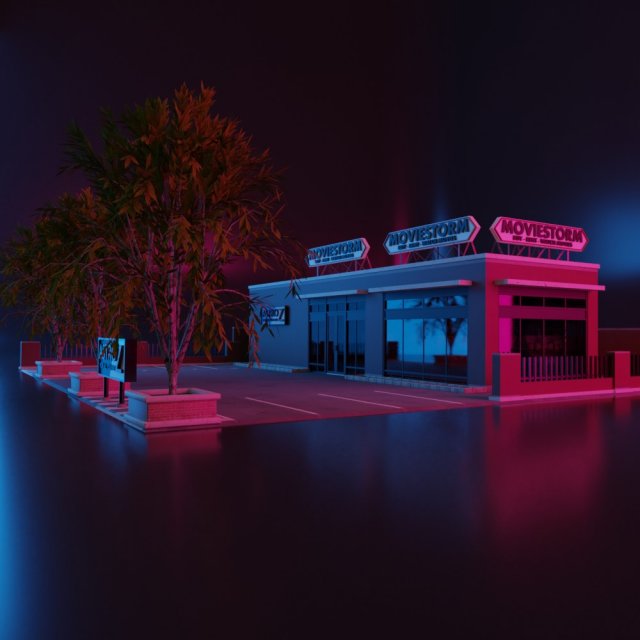 commercial store building low poly pbr high quality Modèle 3D .c4d .max .obj .3ds .fbx .stl .blend 
