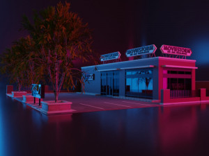 commercial store building low poly pbr high quality Model 3D