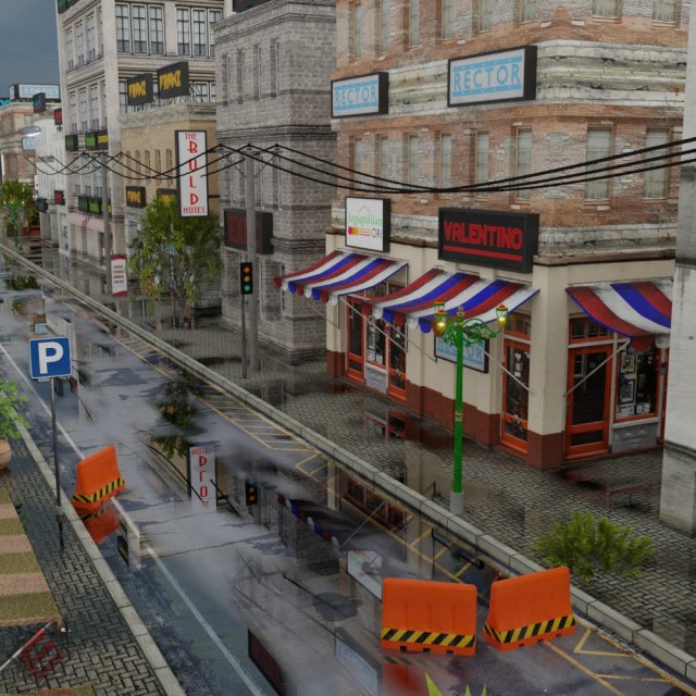 realistic urban city building pack low-poly Modelo 3D .c4d .max .obj .3ds .fbx .stl .blend 