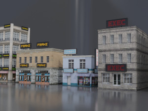 realistic urban city building pack low-poly Modelo 3D