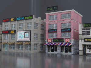 realistic urban city building pack low-poly Modelo 3D