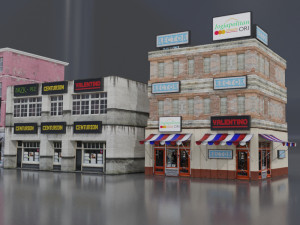 realistic urban city building pack low-poly Modelo 3D