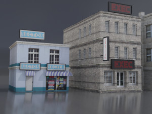 realistic urban city building pack low-poly Modelo 3D
