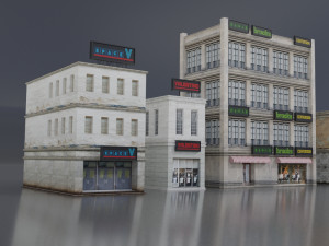 realistic urban city building pack low-poly Modelo 3D