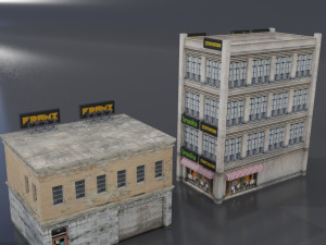 realistic urban city building pack low-poly Modelo 3D