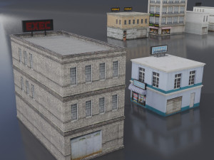 realistic urban city building pack low-poly Modelo 3D
