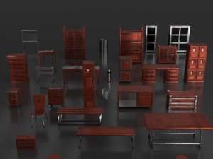 post apocalypse metal warehouse furniture pack Modelo 3D