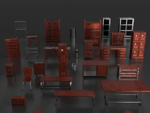 post apocalypse metal warehouse furniture pack 3D Model