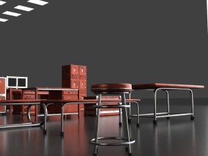 post apocalypse metal warehouse furniture pack Modelo 3D