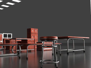 post apocalypse metal warehouse furniture pack 3D Model