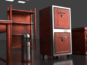 post apocalypse metal warehouse furniture pack Modelo 3D