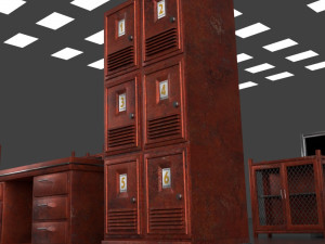 post apocalypse metal warehouse furniture pack Modelo 3D