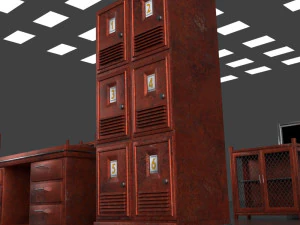 post apocalypse metal warehouse furniture pack 3D Model