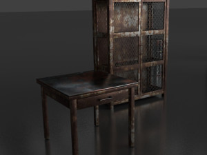 post apocalypse metal warehouse furniture pack Modelo 3D