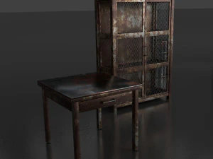 post apocalypse metal warehouse furniture pack 3D Model