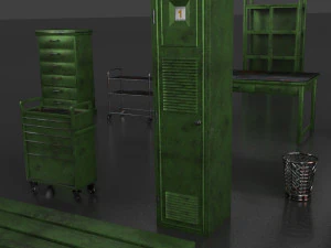 post apocalypse metal warehouse furniture pack 3D Model
