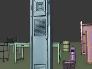 post apocalypse metal warehouse furniture pack 3D Model