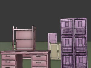 post apocalypse metal warehouse furniture pack 3D Model