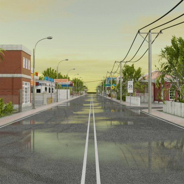 3d small city town tileable scene 3D Модель .c4d .max .obj .3ds .fbx .stl .blend 