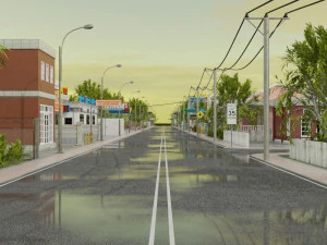 3d small city town tileable scene 3D Model