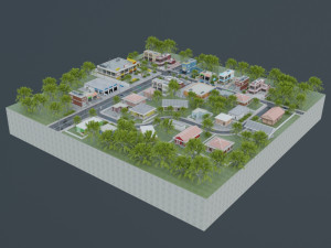 3d small city town tileable scene 3D Модель