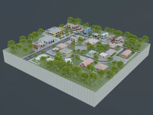 3d small city town tileable scene 3D Model
