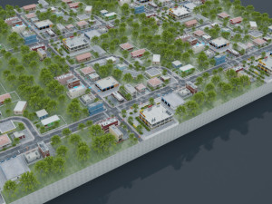 3d small city town tileable scene 3D Модель