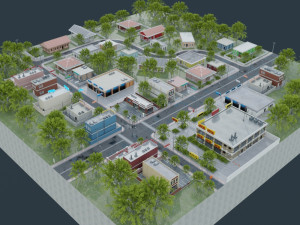 3d small city town tileable scene 3D Модель