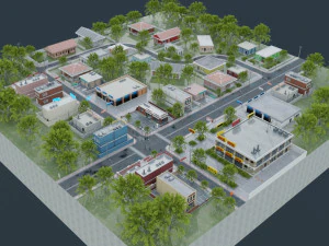 3d small city town tileable scene 3D Model