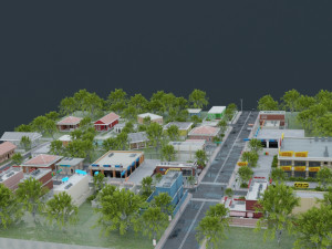 3d small city town tileable scene 3D Модель