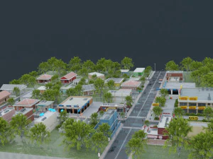 3d small city town tileable scene 3D Model