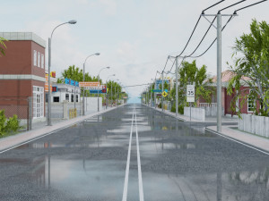 3d small city town tileable scene 3D Модель