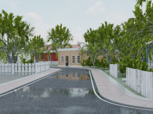 3d small city town tileable scene 3D Модель