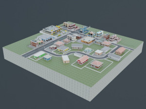 3d small city town tileable scene 3D Модель