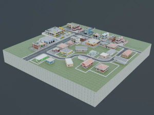 3d small city town tileable scene 3D Model