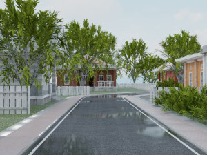 3d small city town tileable scene 3D Модель