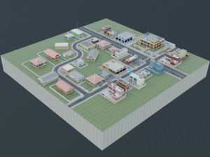 3d small city town tileable scene 3D Модель