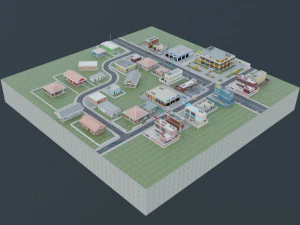 3d small city town tileable scene 3D Model